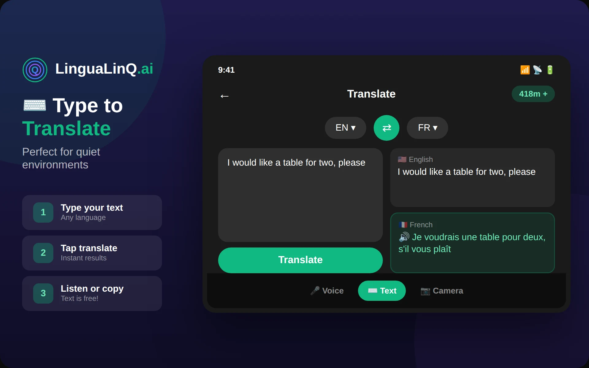 LinguaLinQ.ai Voice Translator screenshot