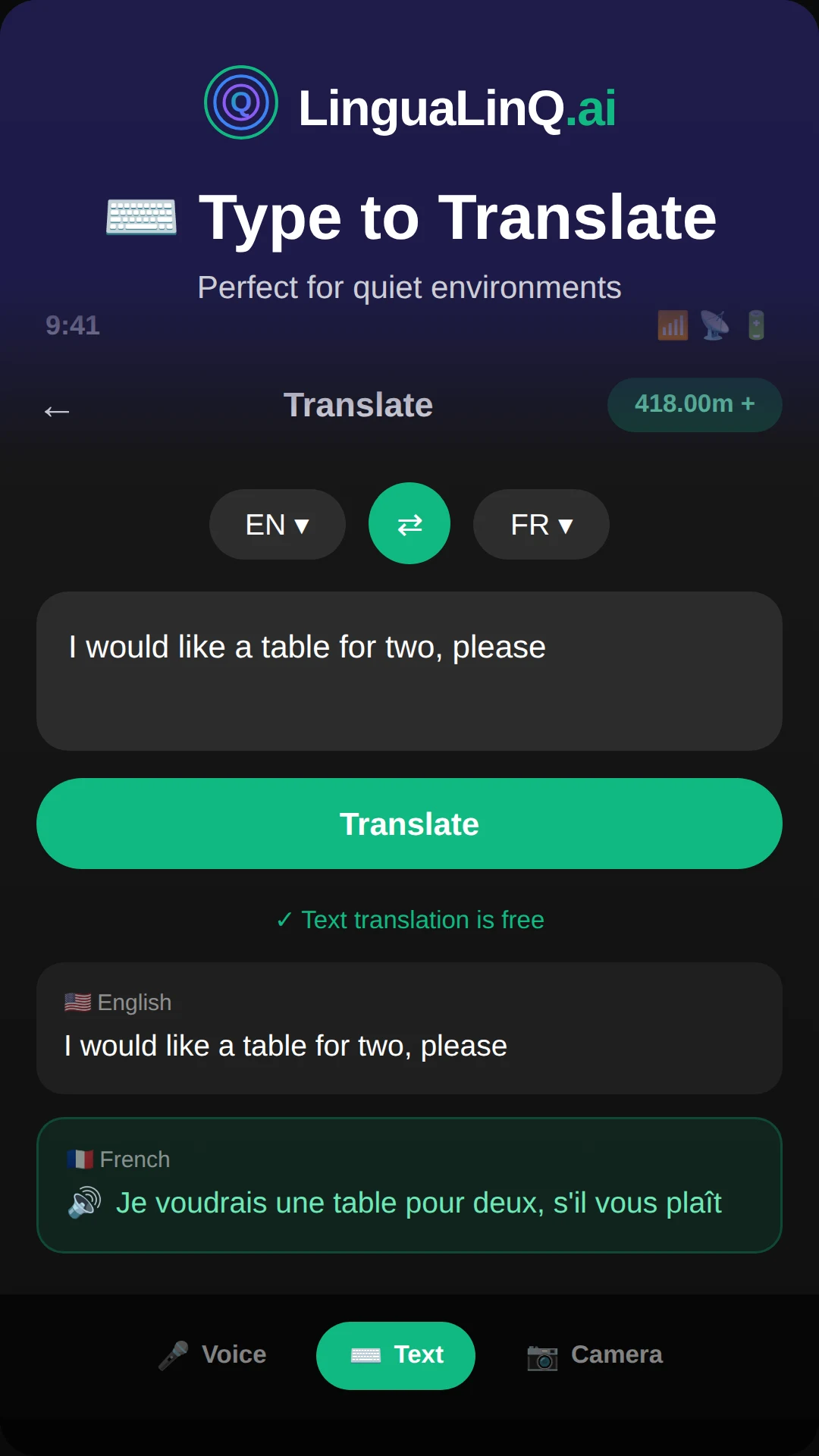LinguaLinQ.ai Voice Translator screenshot