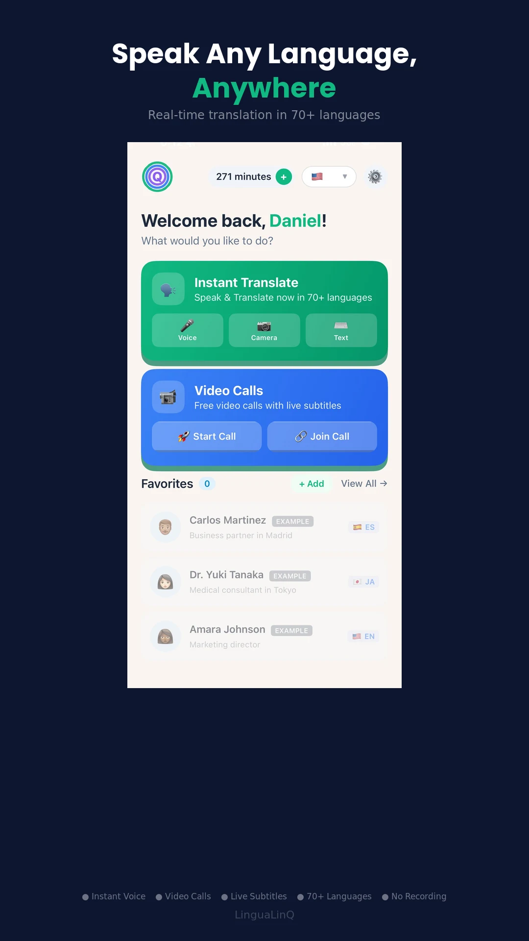 LinguaLinQ.ai Voice Translator screenshot