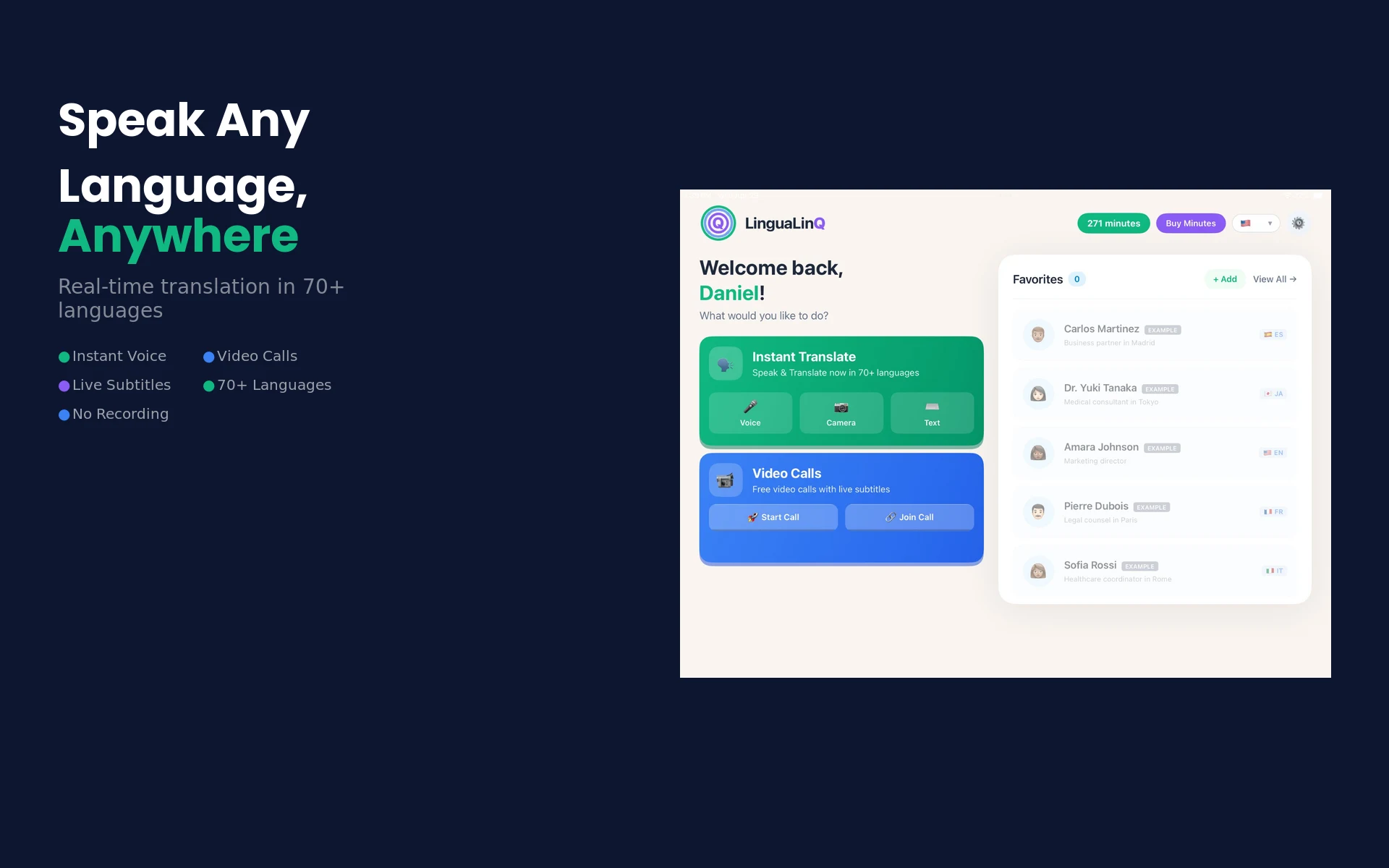 LinguaLinQ.ai Voice Translator screenshot